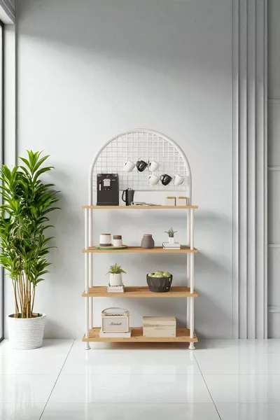 خزانة زاوية القهوة بفروع شجرة الصنوبر من تشيفير كور أتلانتيك ذات 4 رفوف | منظم مطبخ، حامل، سم