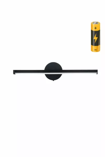 Zelfklevende cm Draadloze Plug & Play LED-batterijaansluiting Wandlamp Badkamer Schilderij Spiegel Zwart Batterij inbegrepen