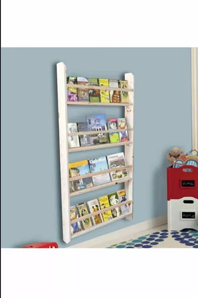 خزانة كتب تعليمية من خشب طبيعي على طراز مونتيسوري لغرفة الأطفال، مثبتة على الحائط، بأربعة أقسام، 4 سم-6 سم