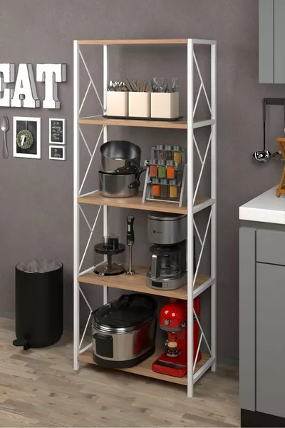 Bohemian Kitchen Shelf Material Cabinet 5-Tier Microwave Oven Shelf Multi-Purpose Cabinet Shelf cm