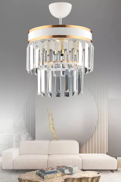 Nesil Tekli Weiße Doppelstöckige Kristall Moderne Kronleuchter