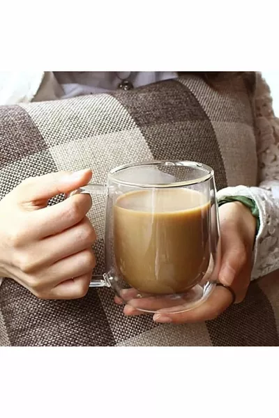 6-Delig Dubbelwandige Dubbele Laag Borosilicaat Glazen Kop, Geïsoleerde Cappuccino Latte Koffiekop