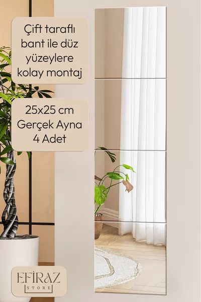 Decorative 4-Piece Square Wall Mirror Set - Cm Modern and Stylish Design