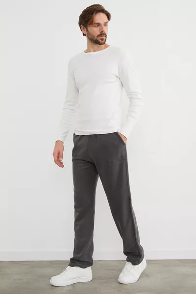 Pantaloni della tuta in pile con tasche e vita elastica