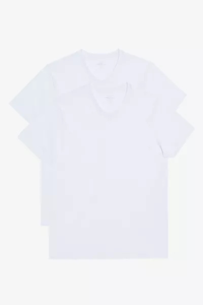 Мужская белая 2 штуки с V-образным вырезом, % хлопок, облегающая базовая футболка