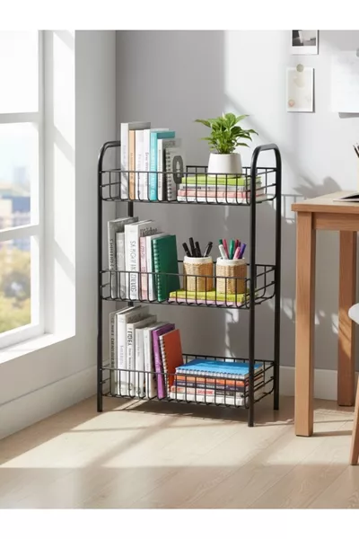 3-stöckiges Bücherregal & Schuhregal, Bad, Küche, Spielzeugregal Metallbücherregal CM