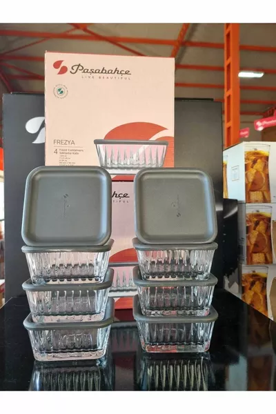 Set di 8 Ciotole con Coperchio Grigio Originali. Con Scatola