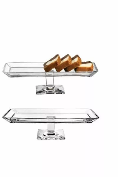 Set of 2 Nude Footed Baton Serving/Presentation Plates