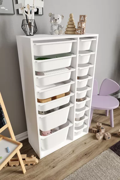 % MDF - XL Duo  Sepetli Oyuncak Dolabı