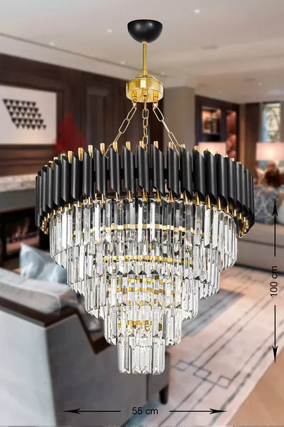 Palmira 5-Light Luxury Chandelier with Crystal Stones - (black-gold)