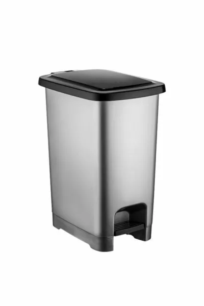 Пластмасова кофа за боклук с педал Slim Lt с черен капак