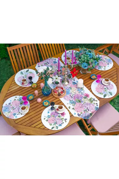 Набор из 6+1 подставок и дорожки для стола с особым дизайном цветка средней величины