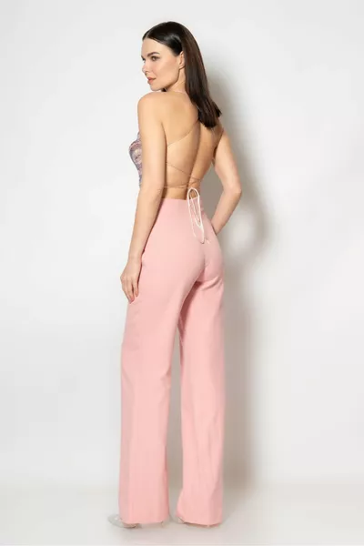 Dubbele avondjurk set met crêpe broek met vlinder bustier met complete steen