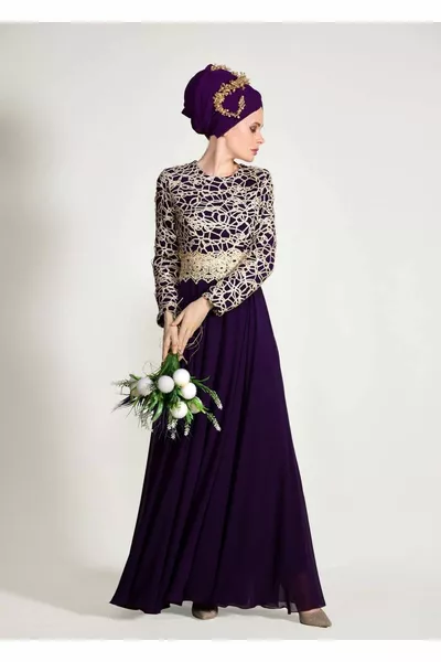 نسائي بنفسجي (K.MOR-GOLD) فستان سهرة جبر 