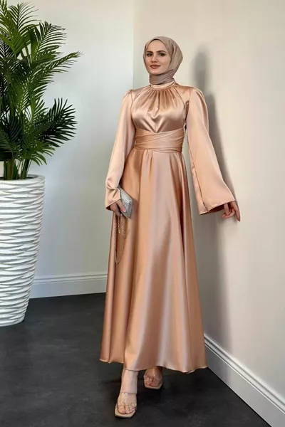 البنفسجي الإسبانية كم الخصر التعادل الساتان اللباس دوري