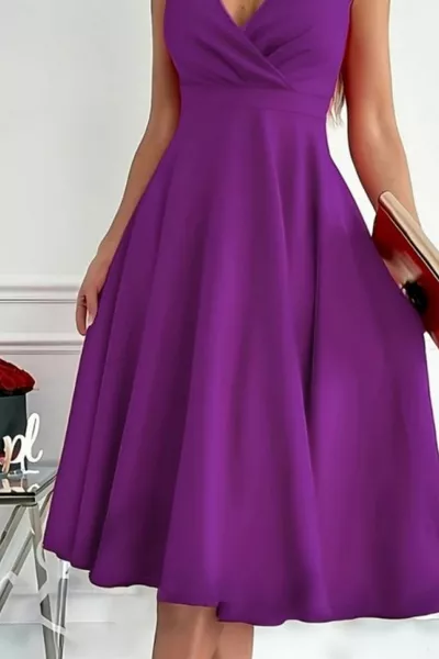 Nuova Stagione Delle Donne Importata Crepe Tessuto Doppiopetto Collare Gonna Svasato Dettaglio Senza Maniche Mini Abito Alla Moda