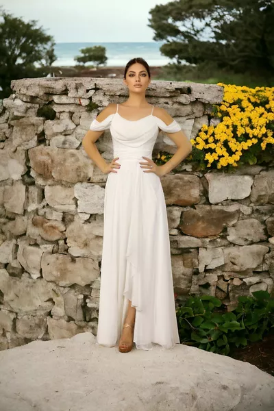 حبل حزام Degaje طوق قطرة الكتف شق الظهر الدانتيل المتابعة الشيفون في الهواء الطلق اطلاق النار وفستان خطوبة الزفاف