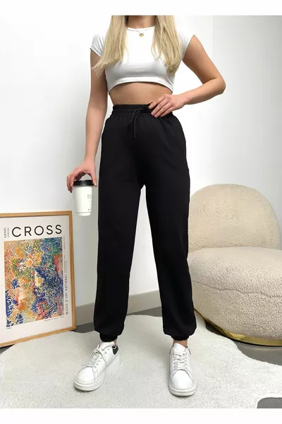 المرأة الساق السوداء مطاط عالية الخصر ركض بنطال رياضي