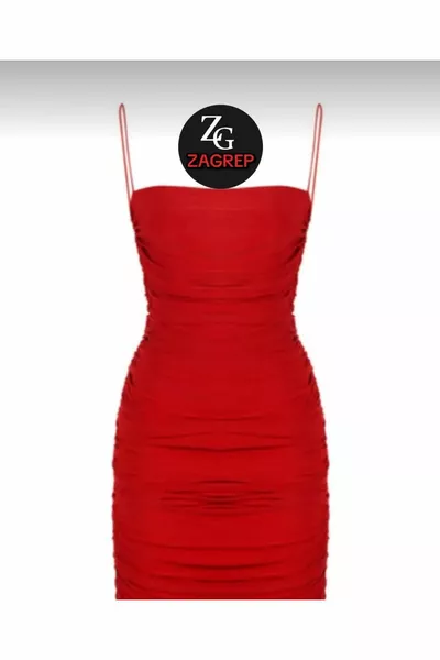 المرأة حزام أحمر رايات الرباط اصطف إخفاء سستة فستان صغير