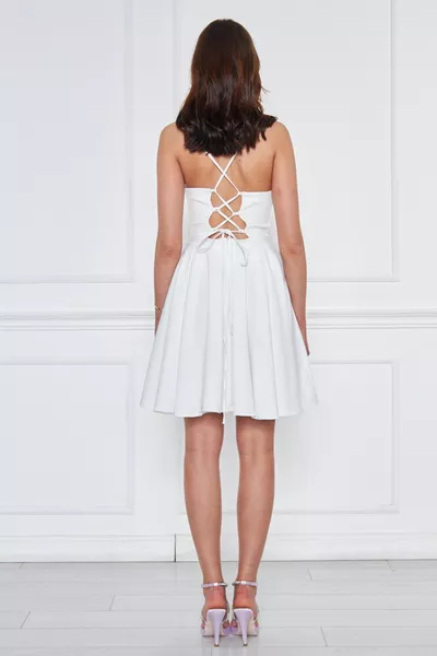 أبيض الظهر حبل التعادل المنسوجة النسيج المتوهجة مطوي مصغرة مساء اللباس