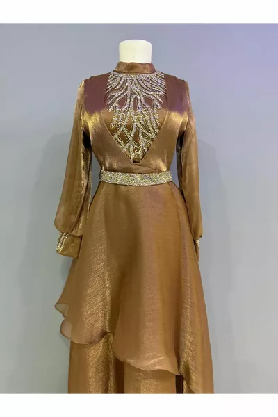 Robe de soirée Kamel en mousseline de soie