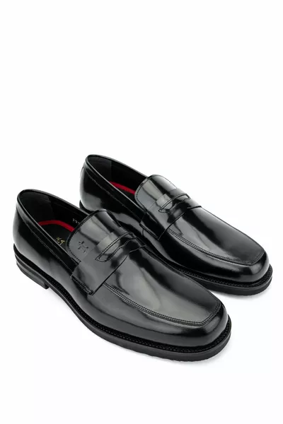 جلد طبيعي للرجال حذاء مفتوح باللون الأسود