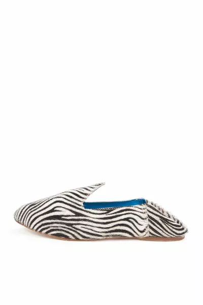 Cuir Noir - Blanc Mocassins Femme LA ZEBRA