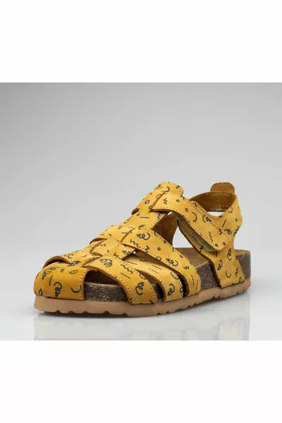 للجنسين صنادل جلدية طبيعية للأطفال ، صنادل فيلكرو لتقويم العظام