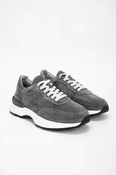 K. رمادي جلد الغزال سنيكرز وأحذية رياضية جلد طبيعي للرجال