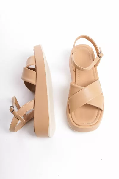 Дамски сандали със специален дизайн вратовръзка на глезена и кръстосана каишка