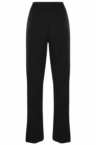 المرأة السوداء عالية الخصر الجبهة خياطة مخطط واسعة الساق Palazzo السراويل الرياضية