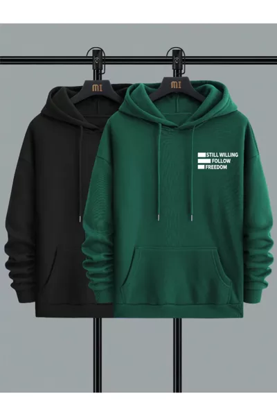 Felpa Invernale Spessa 2 Pezzi Still Freedom - Oversize con Cappuccio e Stampa