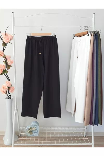 LINEN PANTS PLUS SIZE RELAXED FIT POCKETLESS ELASTIC WAIST SIZE 
