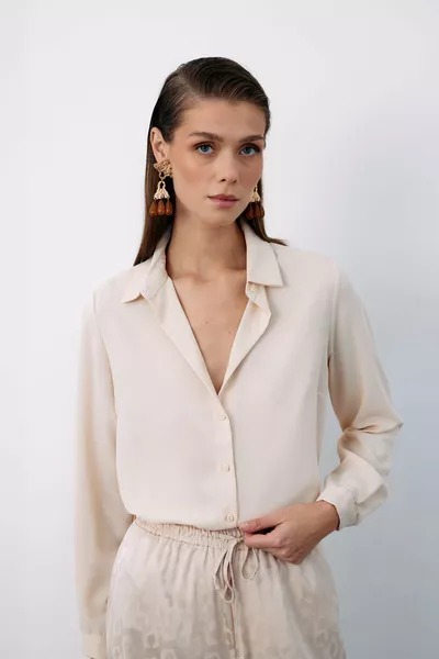 Chemise Classique Unie - Beige