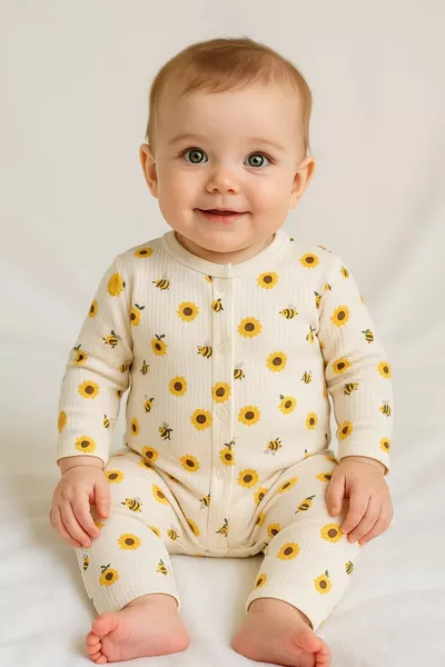 Unisex Baby-Strampler für Neugeborene mit Safari- und Bienenmuster, Druckknöpfe, % Baumwolle, dehnbar, für 1-3-6 Monate
