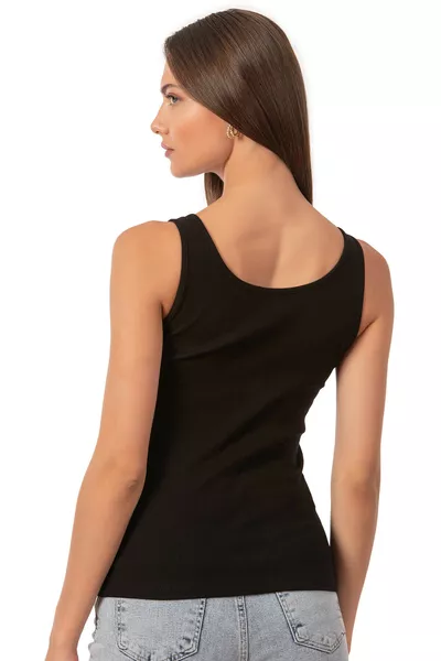 Özkan  Canotta Donna in Cotone con Lycra, Costine Elastiche, Comoda, con Bottoni sul Davanti e Spalline Spesse