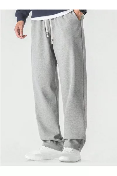 Сиви широки потури с прав крачол, удобни спортни панталони