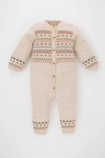 Meisjesbaby Ethnisch Patroon Gebreid Rompertje wn