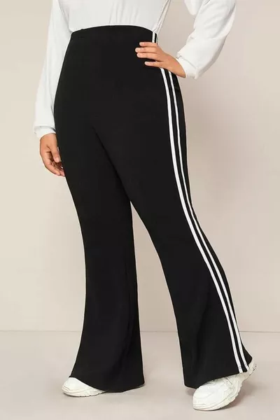 Pantalon à jambe espagnole à rayures noires et blanches pour femmes