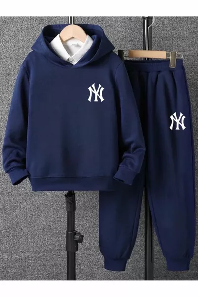 Children's tracksuit with NY printed hoodie