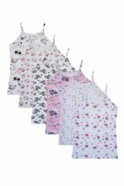 6-Pack Girls' Cotton Tie-Dye Tank Top with Spaghetti Straps