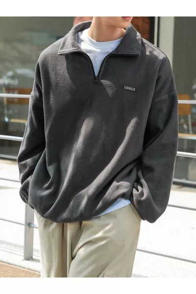 Мужской флисовый оверсайз свитшот Флисовый свитшот