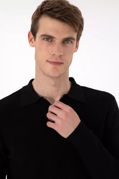 كنزة سوداء أساسية رجالية 