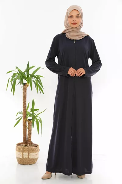 Fermuralı Namaz Elbisesi Ferace Lacivert