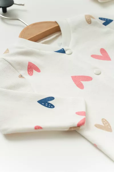 Hospital Discharge Set, 5-Piece Cotton Set, Newborn Clothes, Colorful Heart, % Cotton - Gift Wrapped