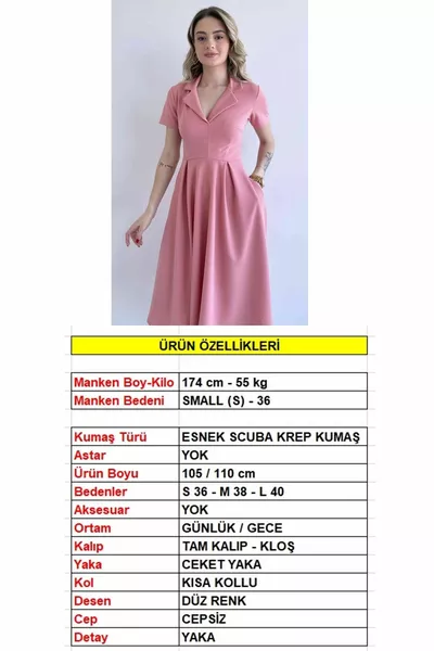 Women's Design Stretchy Fabric Flared Cut Jacket Collar Side Pocket Short Sleeve Pink Evening Dress 