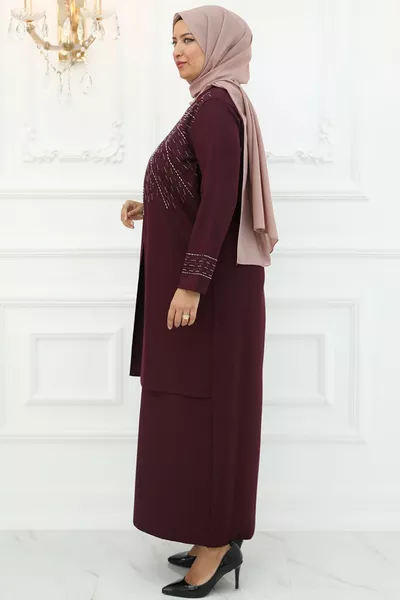 Tesettür Abiye Şükran Abiye Bordo 