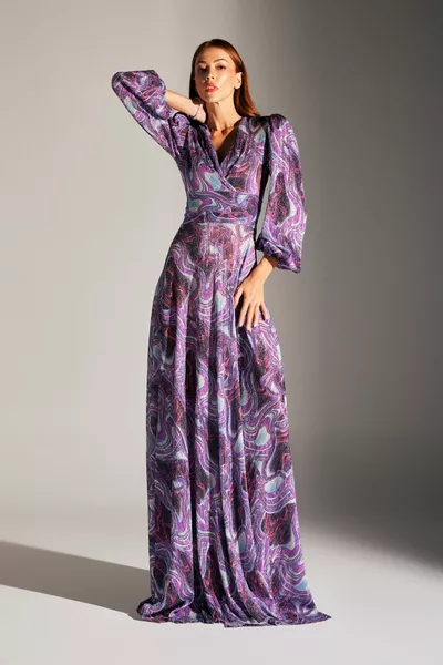 كارينا بالون الأكمام انتفخ اللباس الأرجواني