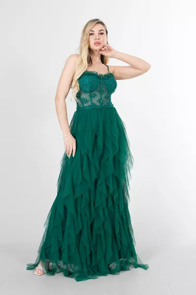 تنورة حجرية شفافة تكدرت مساء اللباس الزمرد 