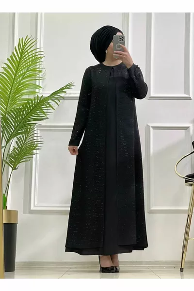   Black Full Stone Abaya